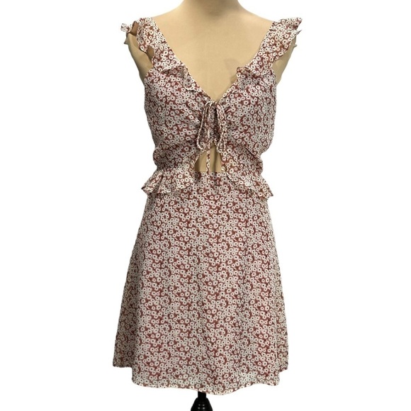 Lulu’s Mina Mauve Pink Ditzy Floral Ruffled Cottagecore Floral Mini Dress Small - Picture 3 of 8
